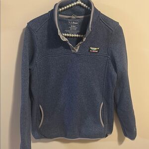 L.L. Bean Women's Blue Fleece Snap‑Neck Pullover Size Small